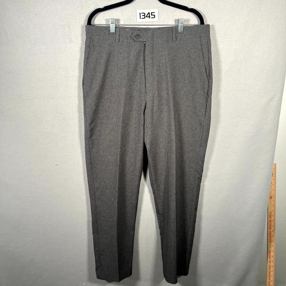 Sansabelt Dress Pants Mens 34 Gray Flat Front Career Oxford Business Formal Wear